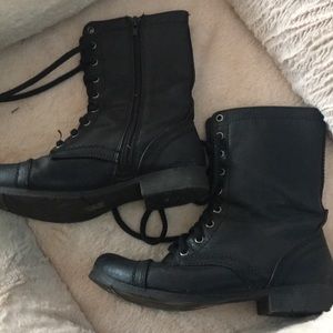 Black combat boots